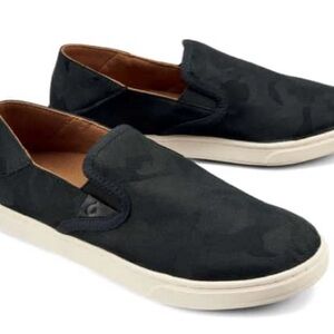Olukai Pahuea Pai Slip On Comfort Sneaker Lava Rock 8.5M Black Camo NWOT